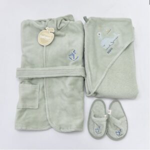 BABY BATH ROBE SET GREEN