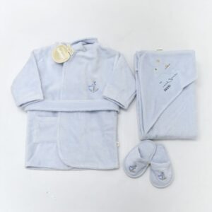 BABY BATH ROBE SET BLUE