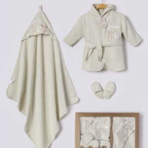 BABY BATH ROBE SET LIGHT GREEN